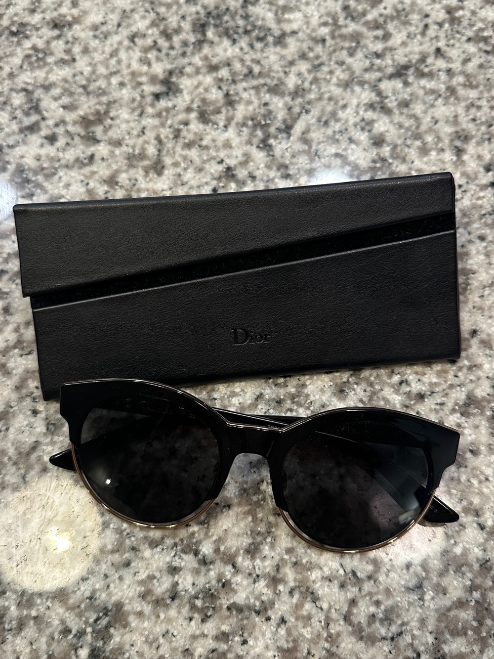 Christian Dior Black Cat-Eye Sunglasses with Case